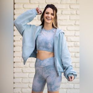 POPFLEX Active Zip Up Cloud Hoodie size S/M in Ice Blue